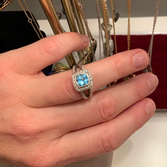 David Yurman Petite Albion size 7.5 BLUE TOPAZ - Picture 7 of 8